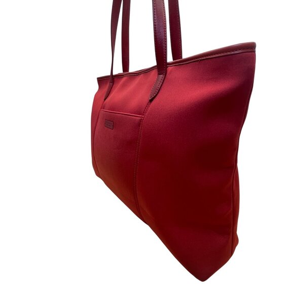 Coach Women’s Red Nylon With Leather Handles Zipper Closure Tote Bag - Picture 3 of 14